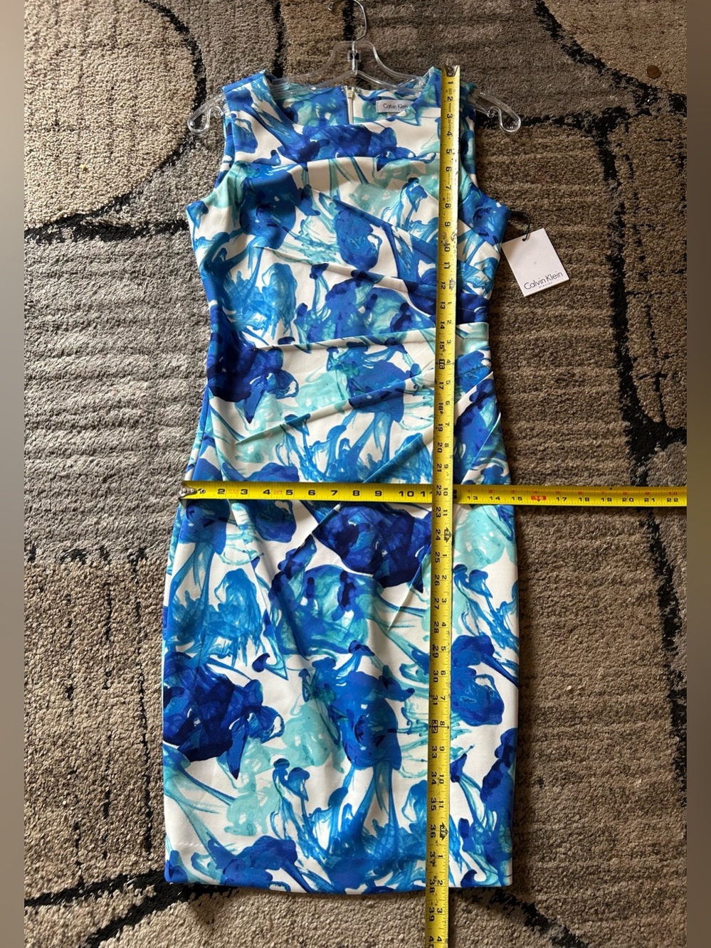 NWT Calvin Klein Blue Floral Dress - Size 2 - Picture 6 of 7